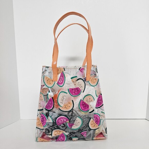 Gymboree Plastic Mini Tote Fruit Watermelon Print Clear Kidcore Twee School - Picture 9 of 9